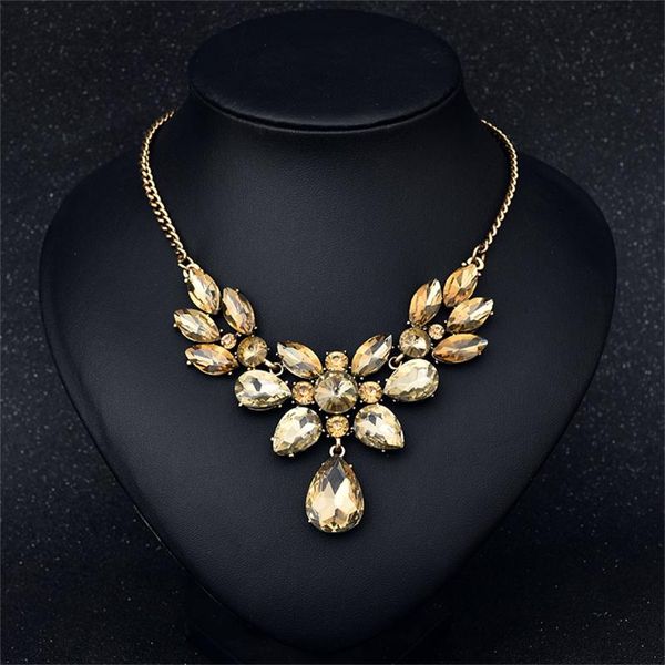 

chains luxury brilliant water drop necklace jewelrywedding bridal dinner dress accessories crystal temperament neck, Silver