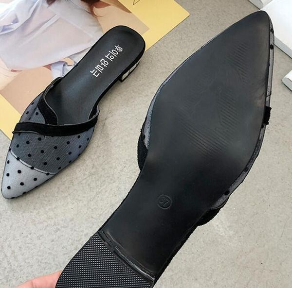 

slippers baotou for women wearing fashionable slippery sandals with hollow air permeable mesh in summer, Black