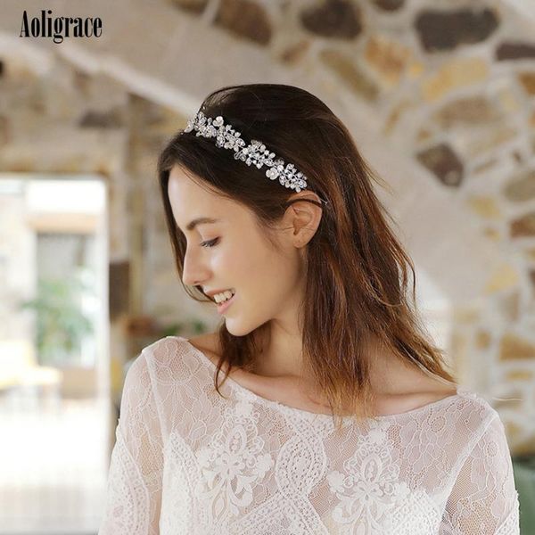 

hair clips & barrettes 2021 aoligrace pearls flower wedding bride headband handmade crystal vine hairband bridal accessories for women, Golden;silver