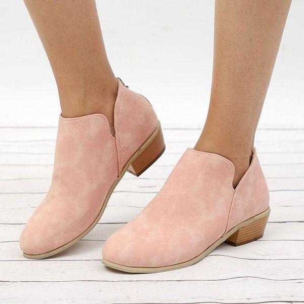 

boots mcckle women's ankle flock women pointed toe slip-on mid heel shoes ladies fashion autumn pumps female short booties 2021, Black