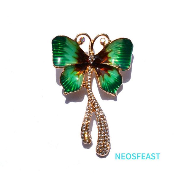 

pins, brooches classic jewelry green color rhinestone butterfly for women elegant enameled pin ladies wedding gifts wind coat garments, Gray