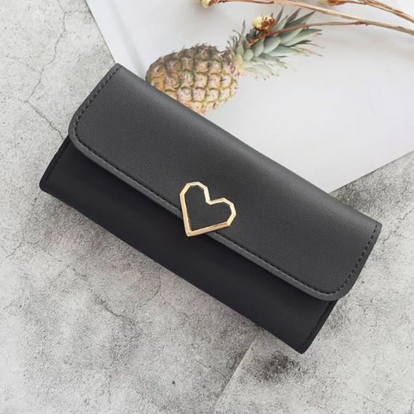 

wallets carteira feminina long section 3 folding high capacity card holder clutch metal love women's purse pattern, Red;black