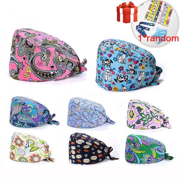 

printing scrub caps scrubs hat fashion floral bouffant cap adjustable bandage surgicals turban clinic headwear beanies