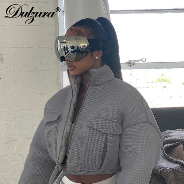 

fishnet patchwork women coats short jacket lace up zipper pocket loose oversized 2021 autumn winter warm outerwear, Black;white