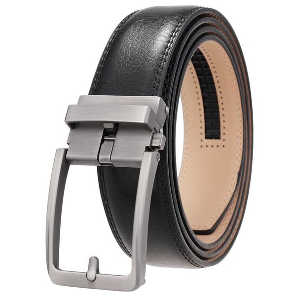 

belts men's genuine leather automatic buckle belt for men fashion ratchet cowhide, Black;brown