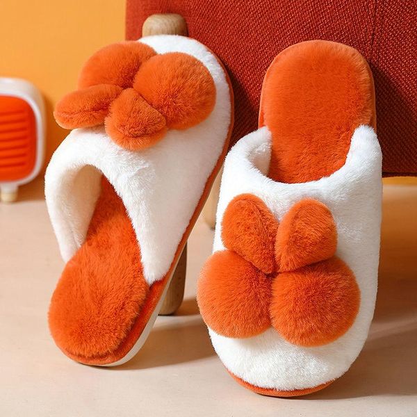 

apanzu women cute cartoon slippers home pattern winter warm faux fur slides for indoor flats furry, Black