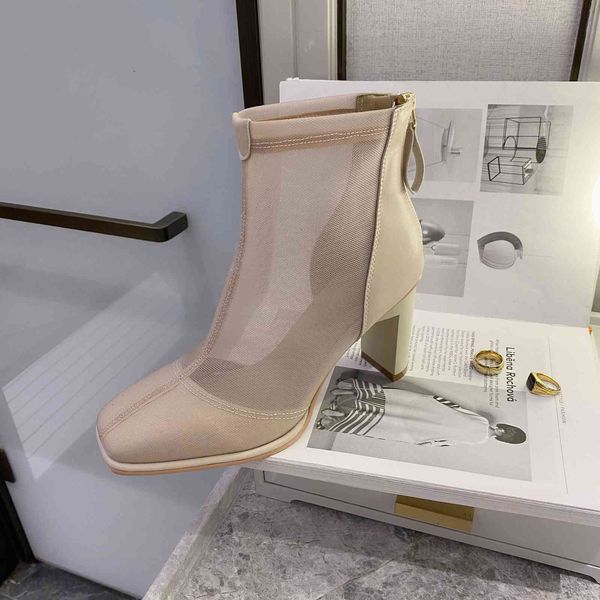 

summer martin boots women's breathable mh with skirt hollow summer short spring and autumn single 2021, Black