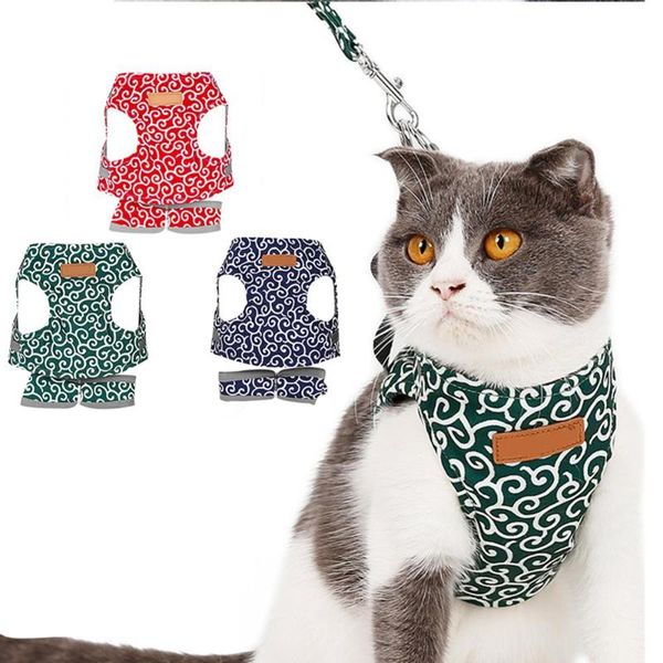 

cat collars & leads japanese style harness pet dog vest collar outdoor walking breakaway leash set for kitten small chihuahua pug