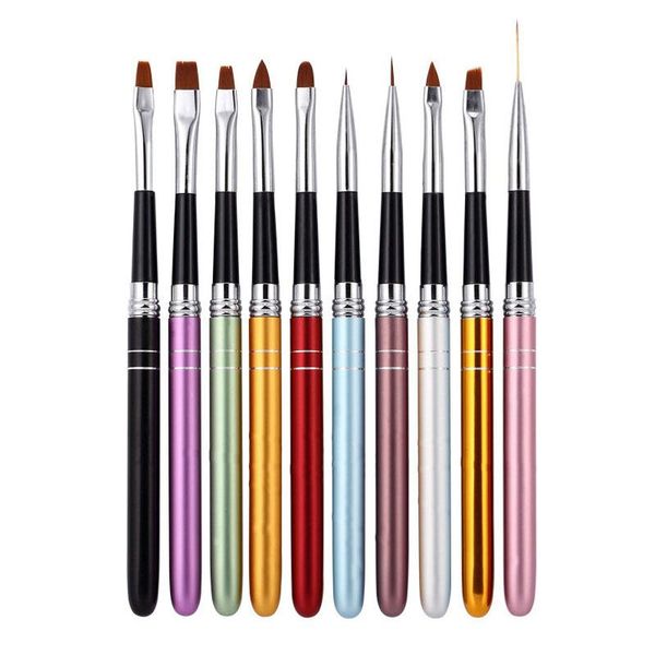 

nail brushes pen art brush set color painting potherapy flower drawing makeup tools 10 pcs/set, Yellow