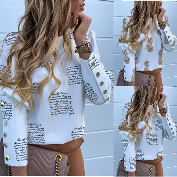 

aw19 long sleeve button pine printed shirt women's wear, White