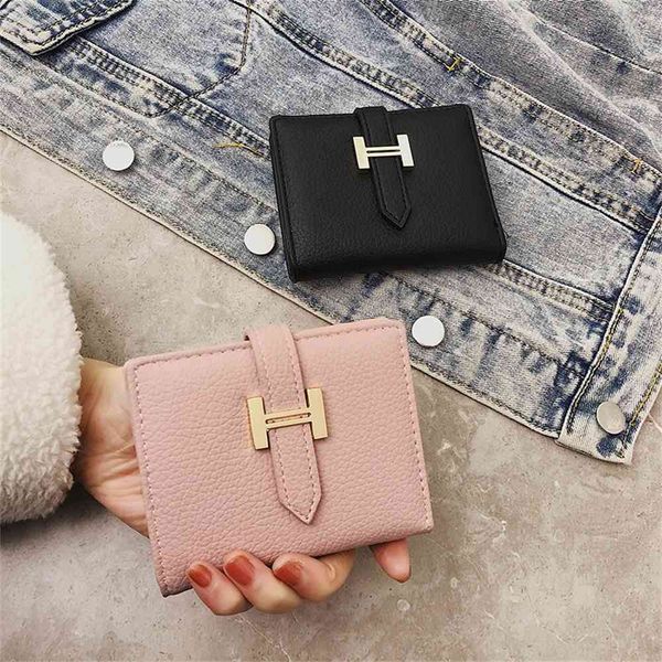 

new women's wallet short thin buckle small, Red;black