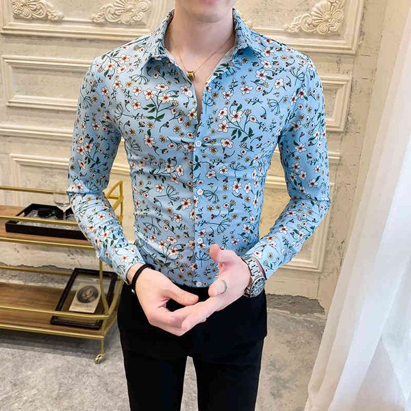 

t shirts men's fashions floral shirt 2021 spring long social of casual men streetwear fine-tuning club prom tuxedo 3xl li4a, White;black