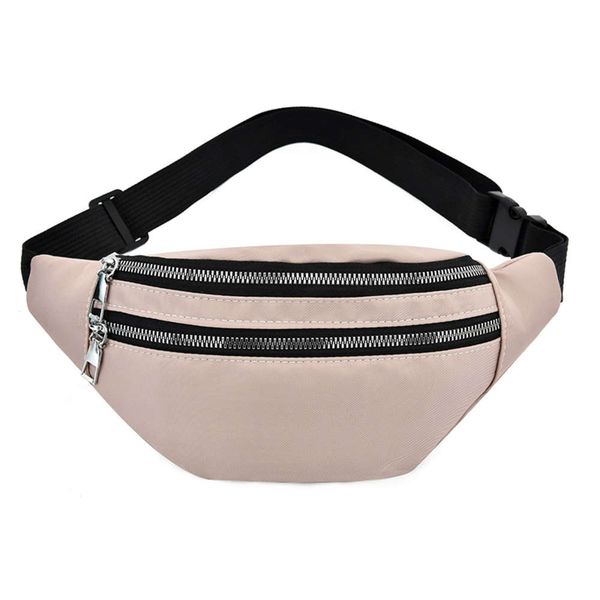 

oxford women's waist bag 2021 solid color female double zipper chest bum sports for ladies