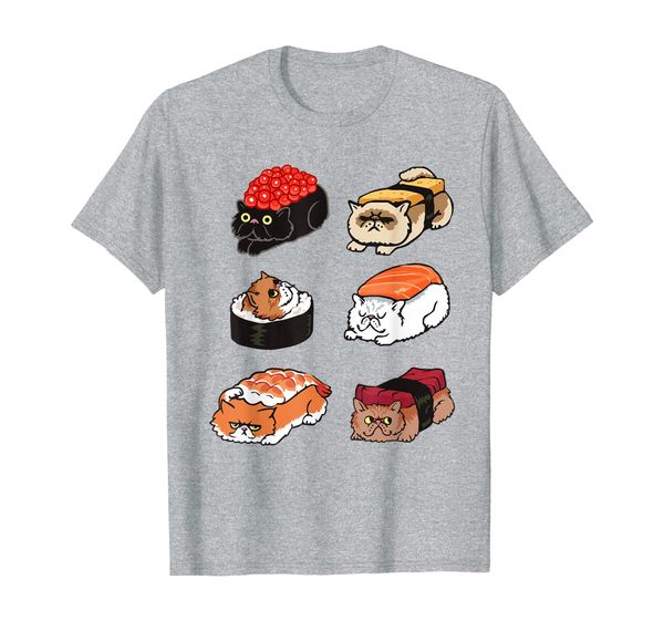 

sushi persian cat funny t- shirt by huebucket, White;black