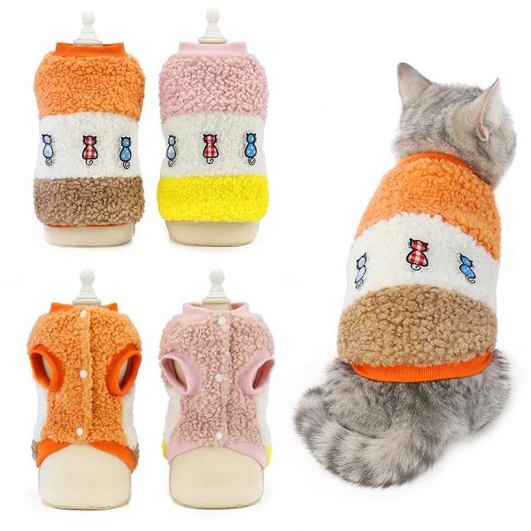 

dog apparel cute cat winter wool cloth with soft nap clothes pet puppy kitten coat jacket for small medium dogs cats warm