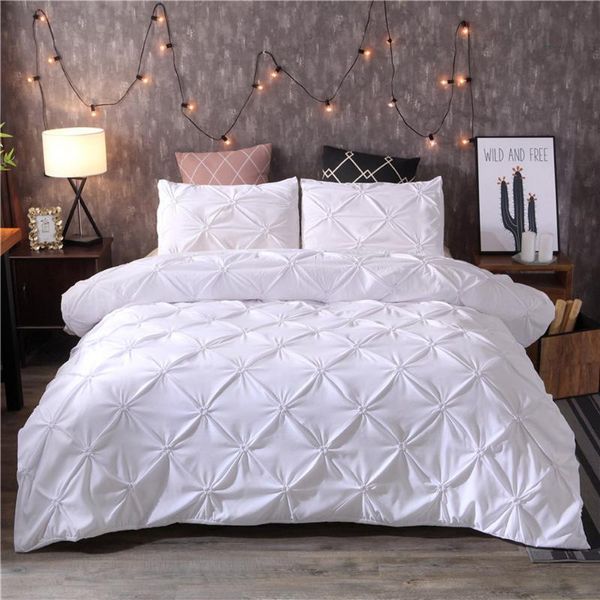 

bedding sets deluxe set triple pleated solid color simple duvet cover with pillowcase no sheets  king 2/3pcs home fabric
