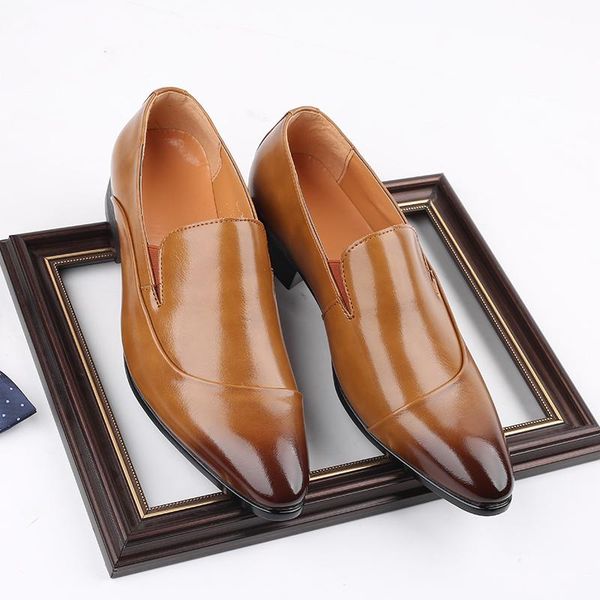 

leather dress shoes men for offical business casual gentleman formal wedding party, Black