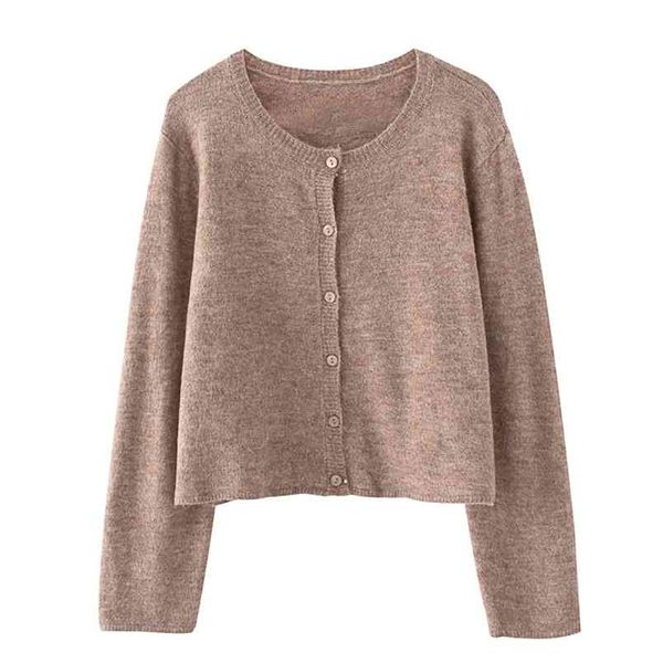 

chic solid knitted cardigans women fashion o-neck single breasted sweaters elegant ladies long sleeve 210531, White