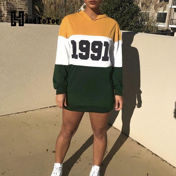

women's hoodies & sweatshirts letter print colorblock young style fashion women long sleeve hooded loose, Black