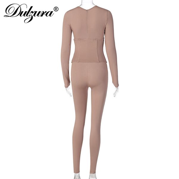 

2011Dulzura Solid Women Corset Jumpsuit Long Sleeve Patchwork Bodycon Skinny Sexy Streetwear 2021 Autumn Winter Sporty Rompers Club, Black