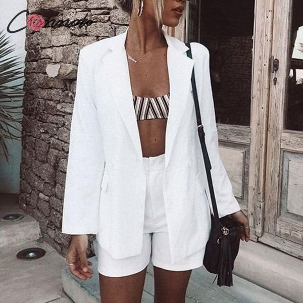 

conmoto solid white high fashion fall winter blazer sets women casual plus size outwear coat ladies suits women's & blazers, White;black