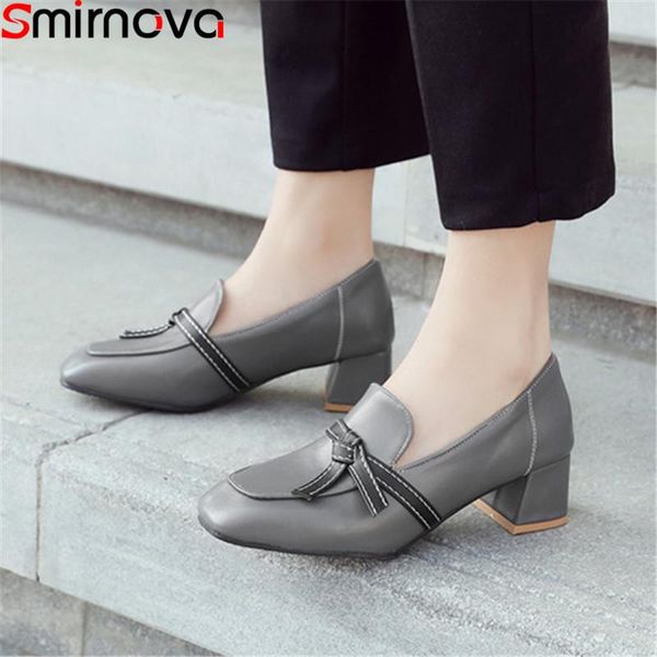 

dress shoes smirnova plus size 34-46 fashion spring autumn woman square toe shallow heels med, Black