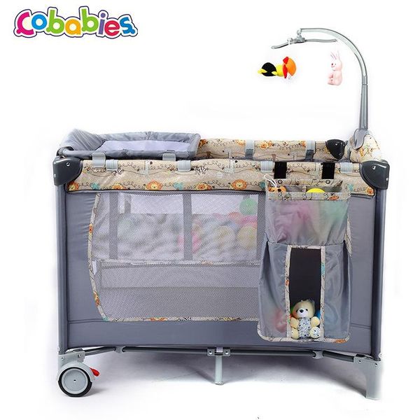 

portable collapsible crib multi-function baby bed bb stitching born shaker cribs
