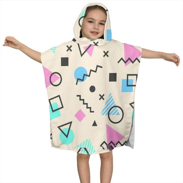 

towel memphis pattern of geometric shapes kids hooded bath for children