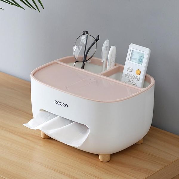 

2x ecoco tissue box deskkitchen napkin container living room remote control storage pink blue boxes & napkins
