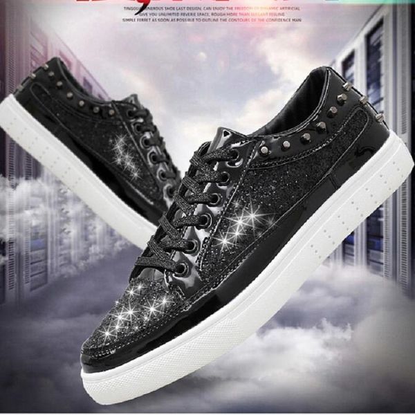 

flat shoes men sneakers casual style luxury vulcanized skater sport fashion da012, Black