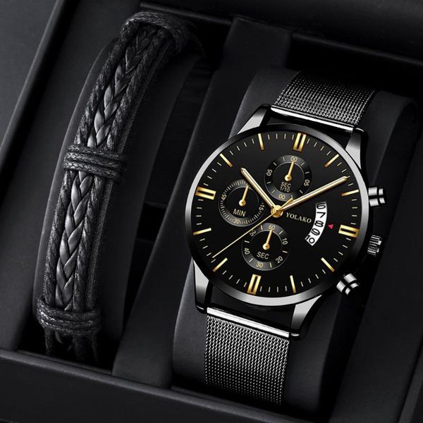 

wristwatches relogio masculino luxury men stainless steel mesh belt quartz wristwatch fashion mens business casual watches bracelet watch, Slivery;brown
