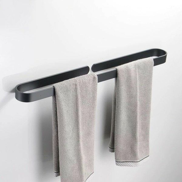 

towel racks bar black space aluminum single washroom rack punching holder