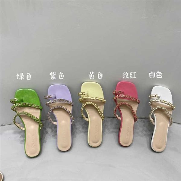 

slippers little fragrance fairy chain clip toe roman sandals, Black