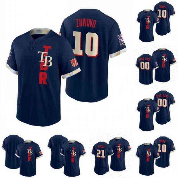 

Tampa Bay 2022 All-star Jersey Mike Zunino Austin Meadows Randy Arozarena Joey Wendle Wander Franco Vidal Brujan Francisco Mejia Shane, Blank flex base
