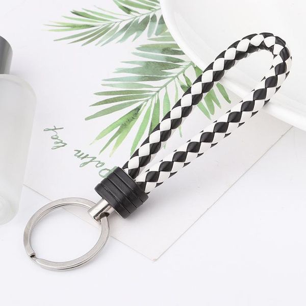 

keychains leather fashion keychain silver alloy key ring lattice pattern handbag or phone decoration kc95194