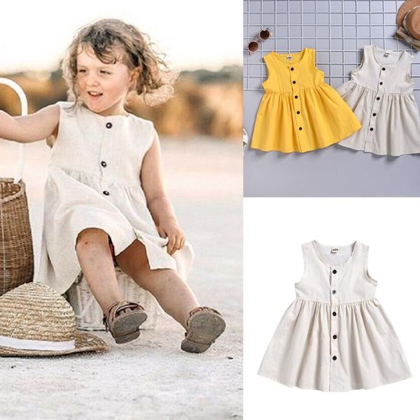 

toddler kids baby girls solid sleeveless bottom princess dress clothes girl's dresses, Red;yellow