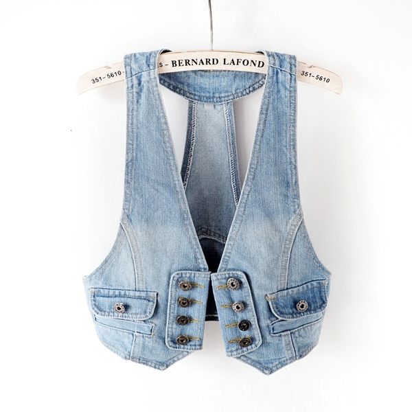 

women's jackets jackets women sleeveless denim vests summer dress jean vest all match korean fashion slim short waistcoat light blue dj, Black;brown