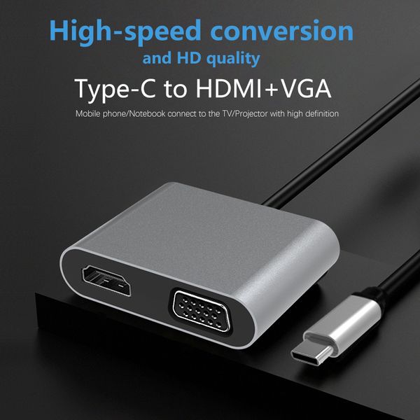 

usb c hdmi converter adapter cable type c to vga audio output 1080p for macbook pro samsung s9 s10 huawei p20 p30 lapprojector