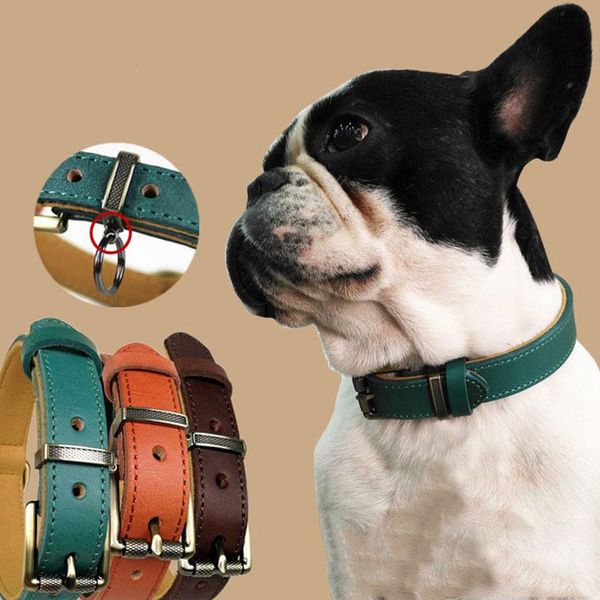 

dog collars & leashes adjustable small medium dogs pet products cowhide collar bago teddy accessories