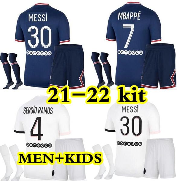 

+ kids kit with socks 21 22 messi sergio ramos soccer jerseys wijnaldum saint germain mbappe hakimi football shirt marquinhos verratti maill, Black