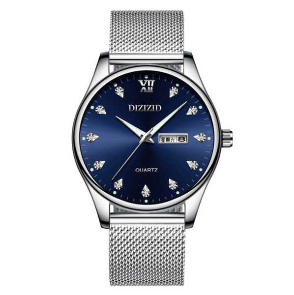 

wristwatches mens watches stainless steel watch date week waterproof men quartz business male clock diamond horloge, Slivery;brown