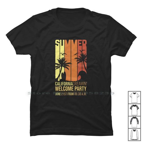

men's t-shirts california dremin welcome party t shirt 100% cotton part come art ali we om mi me, White;black