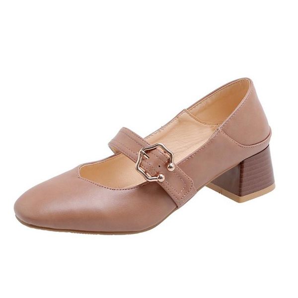 

women pumps thick high heels shoes gold velvet work slip on square buckle spring autumn footwear femme sapato 32-46 dress, Black
