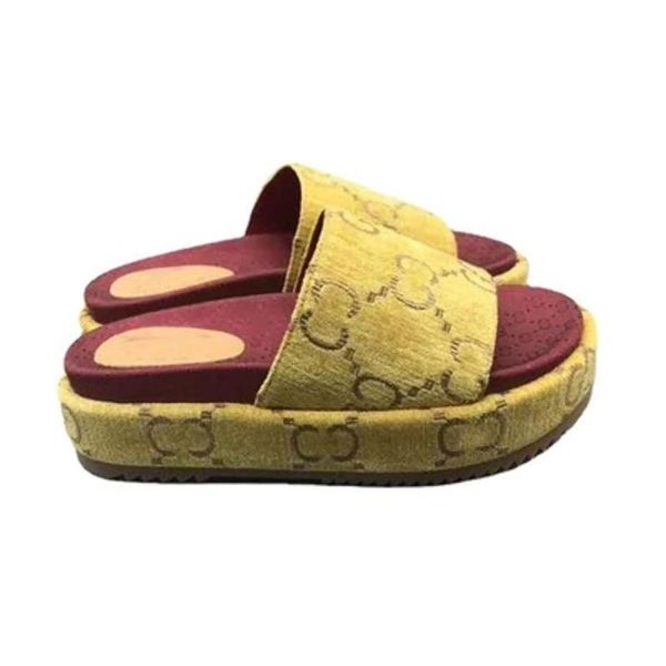 

slippers luxury designer brand casual sandals fashion women 2021 sponge cake embroidery heightened platform and, Black