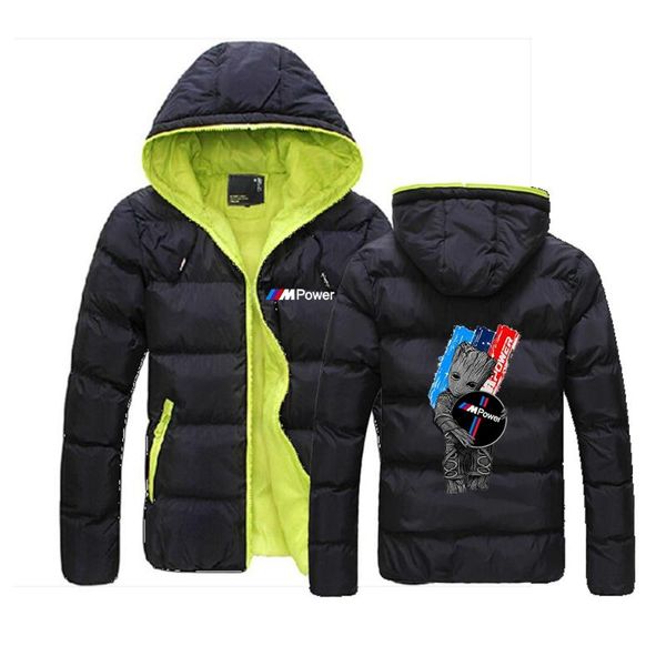 

men's hoodies & sweatshirts 2021 mens coat winter color block zipper hooded jacket cotton slim fit fashion thicken warm outwear comfort, Black