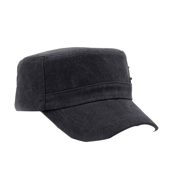 

outdoor hats solid color washed cotton flat hat cadet army cap adjustable baseball, Black;white