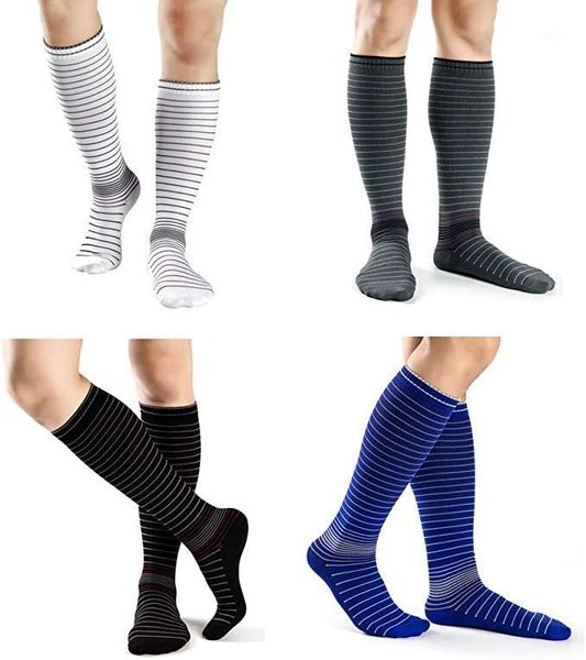 

golf compression socks for varicose veins flight travel anti-fatigue knee high stockings men, Black