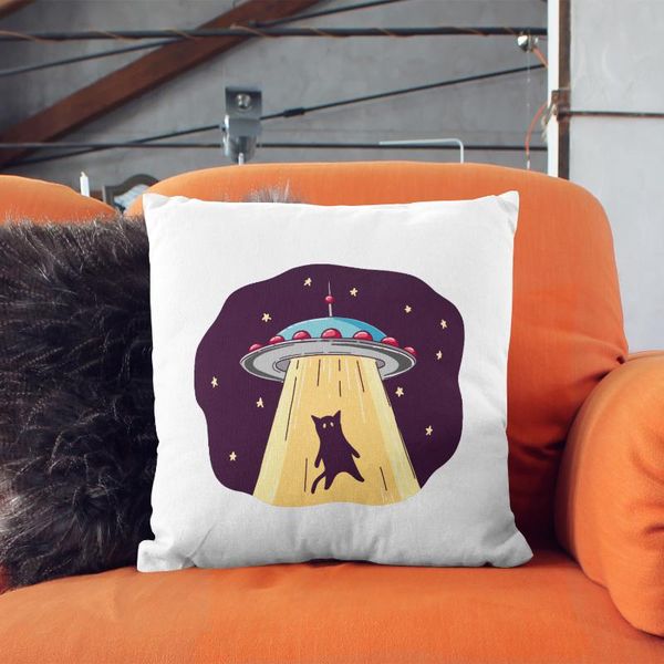 

pillow alien cat design witty minimal printed