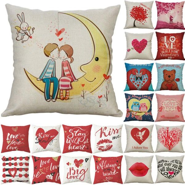 

cushion/decorative pillow 18'' valentine's day print cotton linen case cushion cover home decor novelty gifts