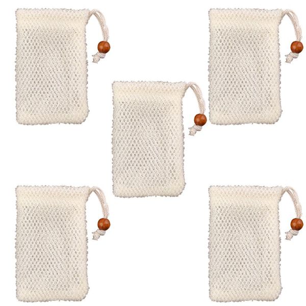 

bath accessory set 5pcs exfoliating mesh soap saver pouch bubble foaming net bags